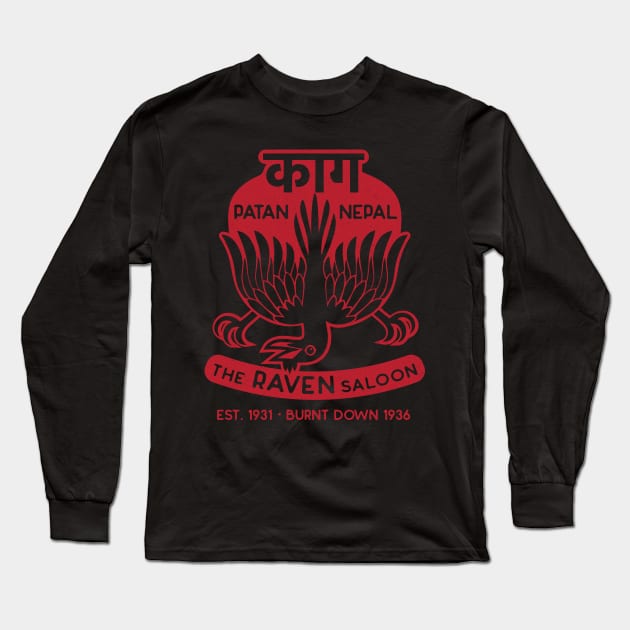 The Raven Saloon (red version) Long Sleeve T-Shirt by toadyco